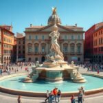 Neptun-kút és Piazza Maggiore Bologna központjában.