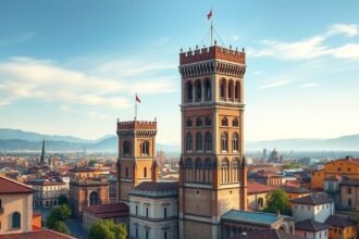 Bologna Két Tornya, Asinelli és Garisenda panorámája