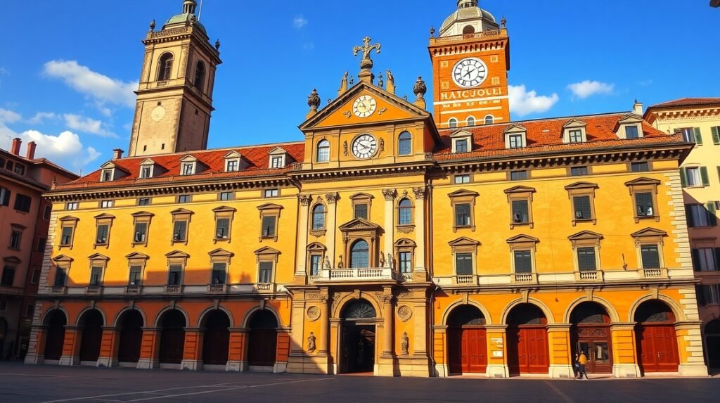 Palazzo d'Accursio városháza Bologna középkori építészete.