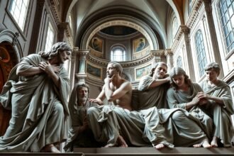 A Santa Maria della Vita templom Siratás-szoborcsoportja Bolognában.