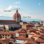 Bologna város látképe, a Vörös, a Kövér és a Tudós becenevekkel.