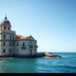 Castel dell'Ovo tengerparton Nápolyban, a Vezúv panorámájával.