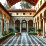 Santa Chiara kolostor kerengője Nápolyban csendes, virágzó kerttel