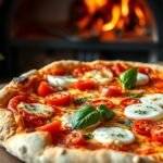 Az eredeti pizzanapoletana friss alapanyagokkal, San Marzano paradicsommal és mozzarella di bufala sajttal.