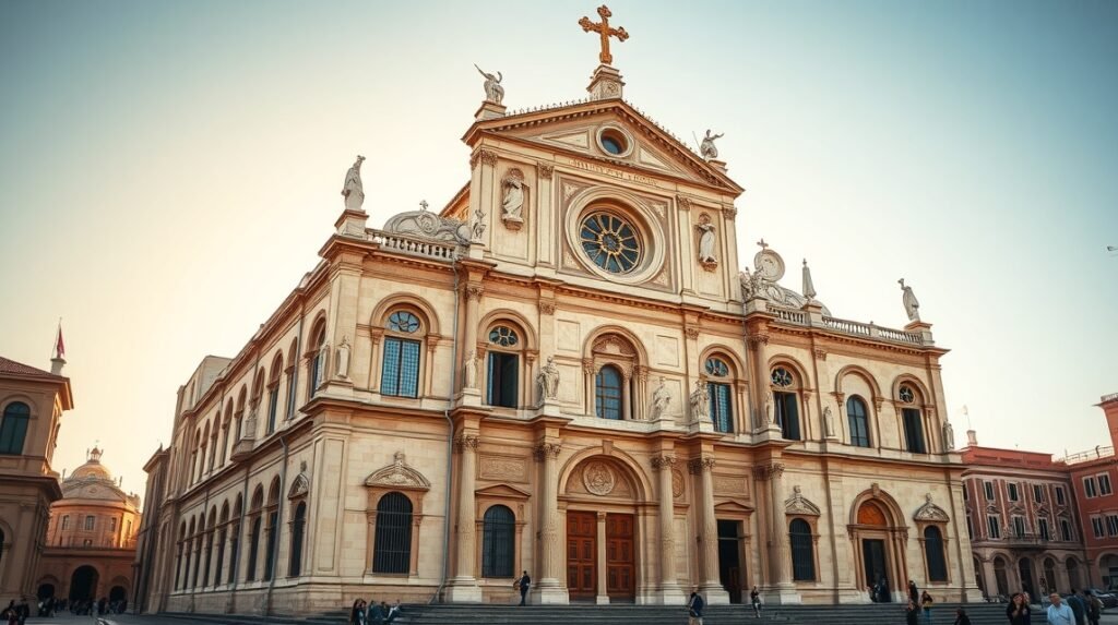 A Szent Miklós-bazilika impozáns homlokzata Bari városában