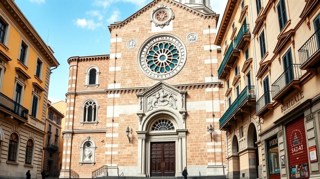 San Sabino-katedrális homlokzata Bari óvárosában, Olaszországban.