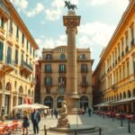 Piazza Mercantile Bari városának szíve, kávézókkal és látnivalókkal.