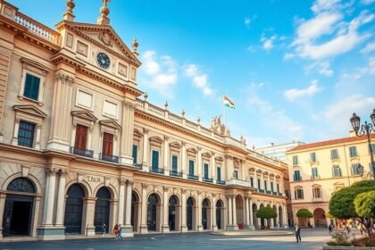 Palazzo del Sedile épület Bari óvárosában, történelmi díszítéssel.