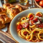 Focaccia Barese és friss orecchiette paradicsommal