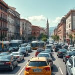 Kaotikus forgalom Palermo utcáin, motorok és autók tömege