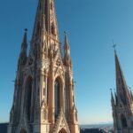 A Zágrábi Katedrális gótikus tornyai napfényben.