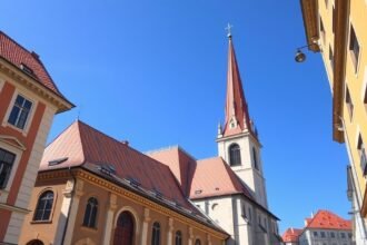 Zágráb Szent Márk-templom színes tetőcserepekkel