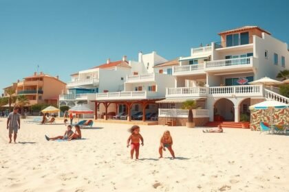 Család a Menorca partján, gyerekbarát nyaralás