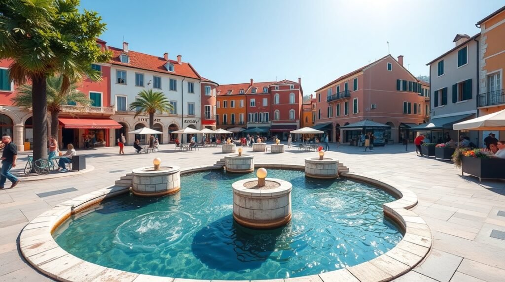 Öt Kút tere Zalában, Horvátország - hangulatos városi tér