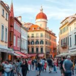 Kalelarga utca Zárában, színes épületekkel és sétáló turistákkal.