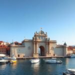 Zára Tengeri Kapu és kikötő, Horvátország gyönyörű városában.