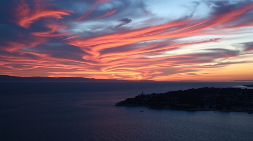 Gyönyörű naplemente Zárán, Horvátországban, Hitchcock kedvenc helyszínén.