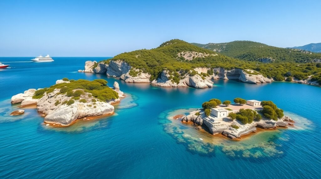 Zára kirándulás – hajóút a Kornati Nemzeti Parkban, türkiz víz és szigetek