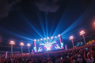 Ultra Europe fesztivál a tengerparton, energikus DJ teljesítmény
