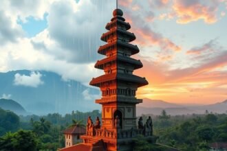 Bali templom esős és száraz évszak kontrasztja