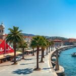 A Trogiri Riva sétány, pálmafák és a tenger varázsa