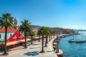 A Trogiri Riva sétány, pálmafák és a tenger varázsa