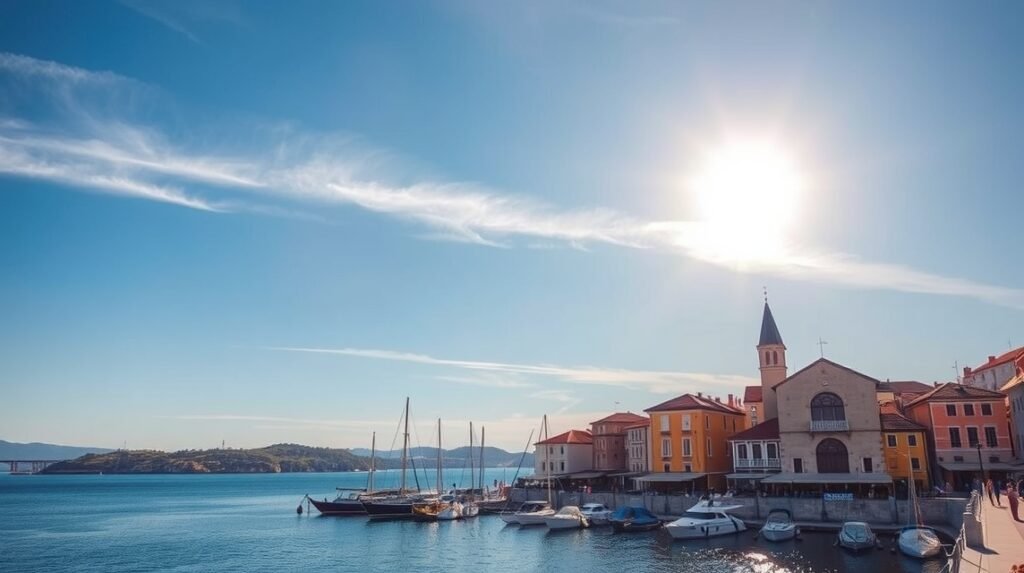 Gyönyörű nyári idő Trogirban, Horvátországban