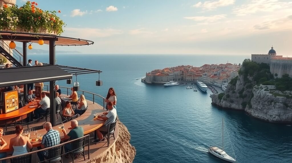 Buža Bar a sziklafalon Dubrovnik csodás kilátással