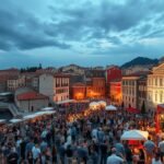 Dubrovniki Nyári Játékok esemény a városfalaknál este