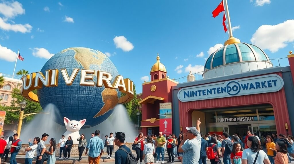 Universal Studios Japan és Nintendo World bejárat Oszakában.