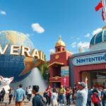 Universal Studios Japan és Nintendo World bejárat Oszakában.