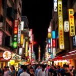 Oszaka Namba negyedének neonfényes éjszakai élete