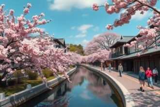 Cseresznyevirágzás a Filozófusok sétányán Kiotóban