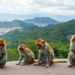 Japán makákók az Iwatayama majomparkban Kiotó közelében