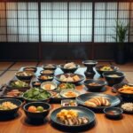 Kiotói kaiseki ryori étkezés ínycsiklandó fogásokkal