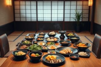 Kiotói kaiseki ryori étkezés ínycsiklandó fogásokkal