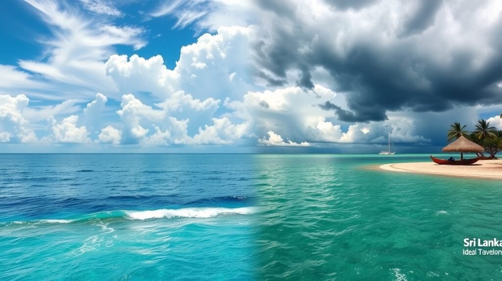 Srí Lanka keleti és nyugati partja különböző időjárásban