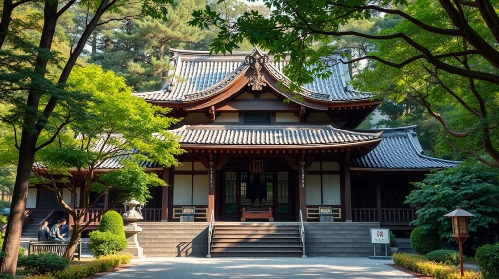 Atsuta-szentély látképe, mely a szent kard otthona Nagoja városában.