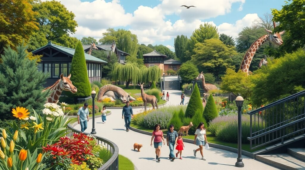 Higashiyama Állatkert és Botanikus Kert zöld oázisa Nagoja városában.