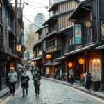 Sétálóutcák a Shikemichi történelmi negyedben Nagoyában