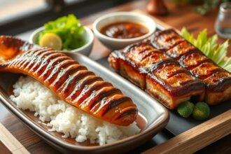 Ropogós miso katsu és füstös hitsumabushi tál rizsen