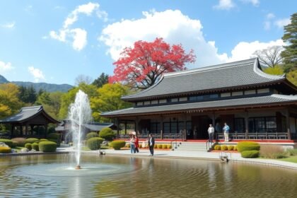 Gora Park, Hakone: szép kertek, hagyományos épület és vízforrás