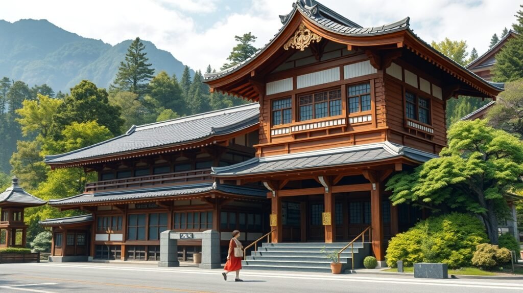 Rekonstrukció a Hakone sekiro kontrollpontján, Japánban.