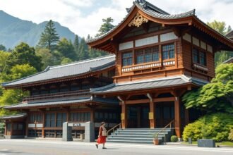 Rekonstrukció a Hakone sekiro kontrollpontján, Japánban.