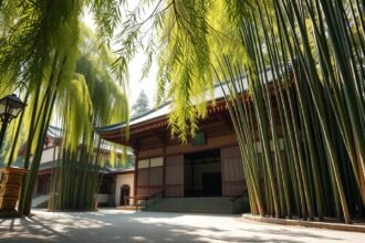 Hokokuji templom és bambuszerdő Kamakurában, Japán.