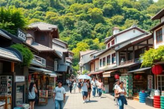 Komachi-dori nyüzsgő bevásárlóutcájának hangulata Kamakurában