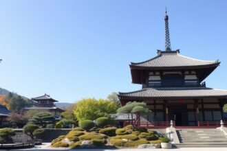 A Kencho-ji zen kolostor épülete Kamakurában, Japánban.