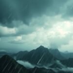 Fülöp-szigetek tájfun előtti sötét felhők és eső