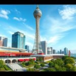 Kóbe Kikötőtorony és Meriken Park panorámája a város szívében