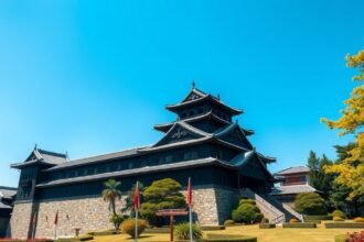 Az Okayama Hollóvár gyönyörű kilátással és tradicionális építészettel.